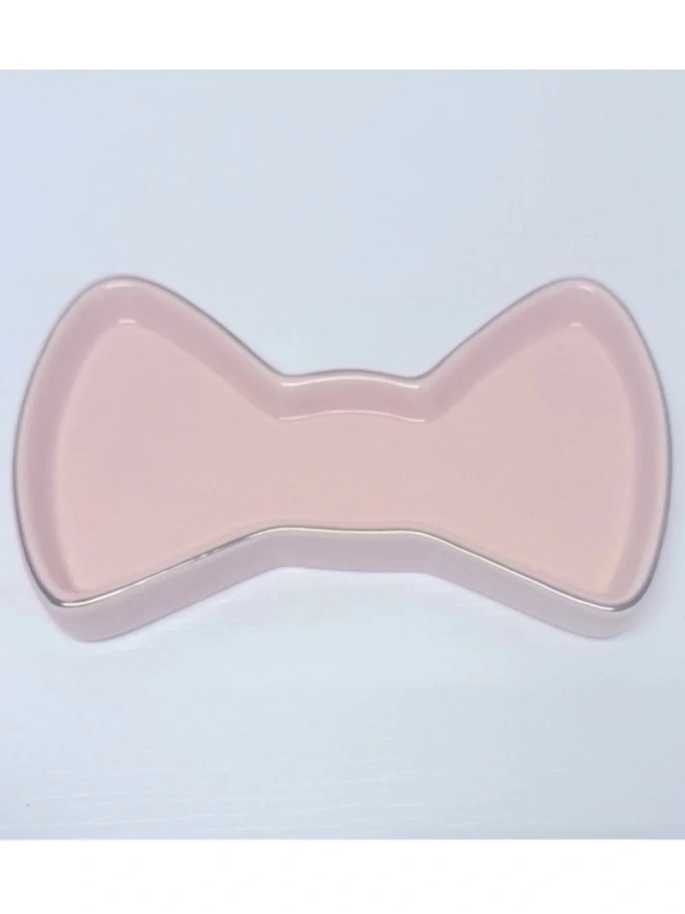 New! Target Bullseye Pink Bow Shaped Ceramic Trinket Dish w/ Gold Rim
